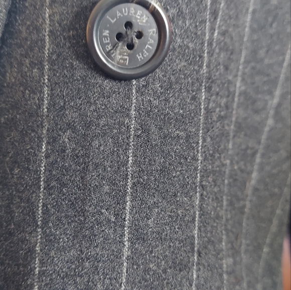 Ralph Lauren Pinstripe Double Breasted Blazer Dark Gray Size 10 - Picture 12 of 13